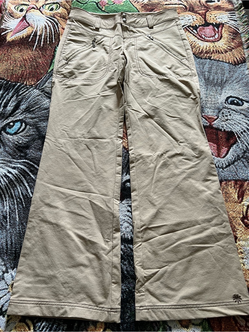 Athleta Khaki Wide-Leg Chinos in Tan
